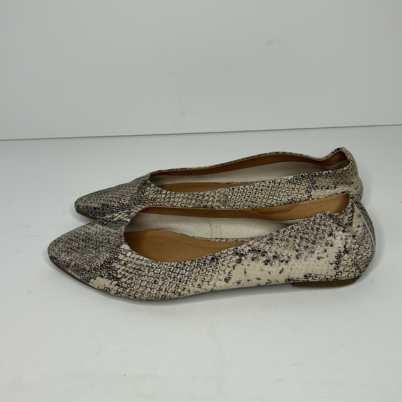 Anthropologie Snake Pattern Leather Pointed Toe Flats - Picture 6 of 14